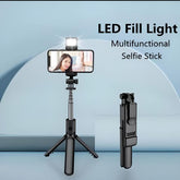 Multifunctional Wireless Selfie Stick Tripod – Extendable Handheld Monopod - With Light
