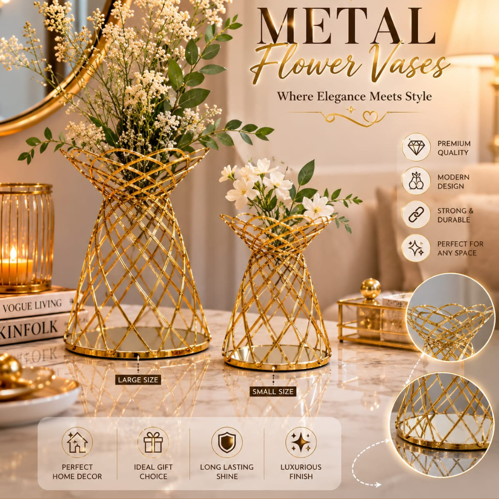 Luxury Decorative Table Vase | Modern Metal Flower Vase For Home & Office Décor
