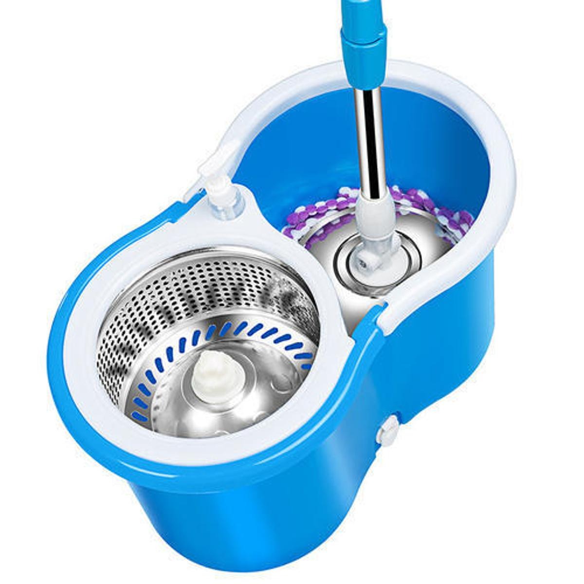 Mop Set With Steel Bucket | 360 Degree Rotating Microfiber Mop Head