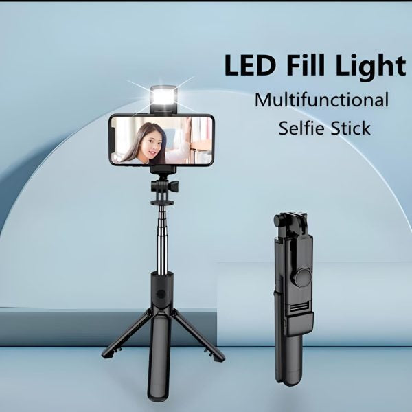 Multifunctional Wireless Selfie Stick Tripod – Extendable Handheld Monopod - With Light